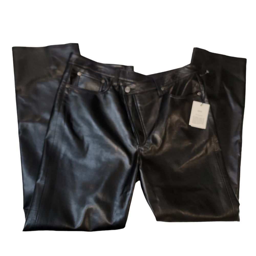 AGOLDE Revolve NWT Recycled Leather Criss Cross Straight Pants size 32